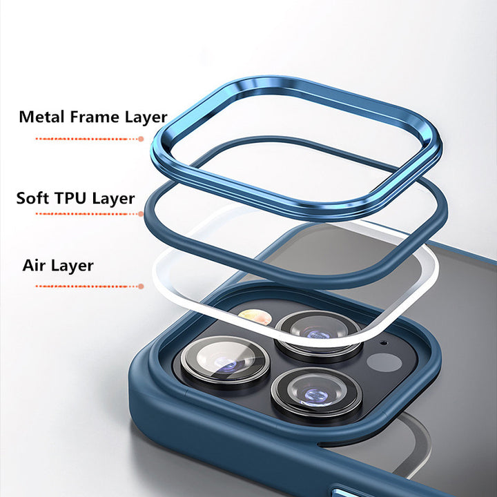 Metal Camera Ring And Metal Buttons Hybrid Case