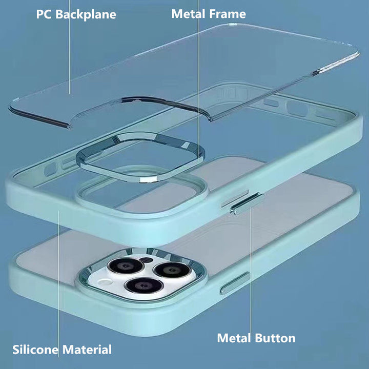 Metal Camera Ring And Metal Buttons Hybrid Case